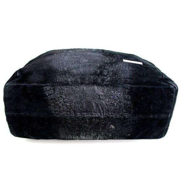 SOFIA CARDONI MADE IN ITALY BLACK SUEDE CROCO PRINT SHOULDER BAG HANDBAG HOBO - Picture 6 of 12